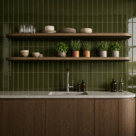 Keramische wandtegel | 7.8x29.8 cm | Tones Olive