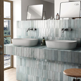 Keramische wandtegel | 6.5x20 cm | Artisan Aqua Glossy