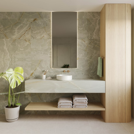 Polished ceramic tile | 60x120 cm | Tilestone Onyx Green